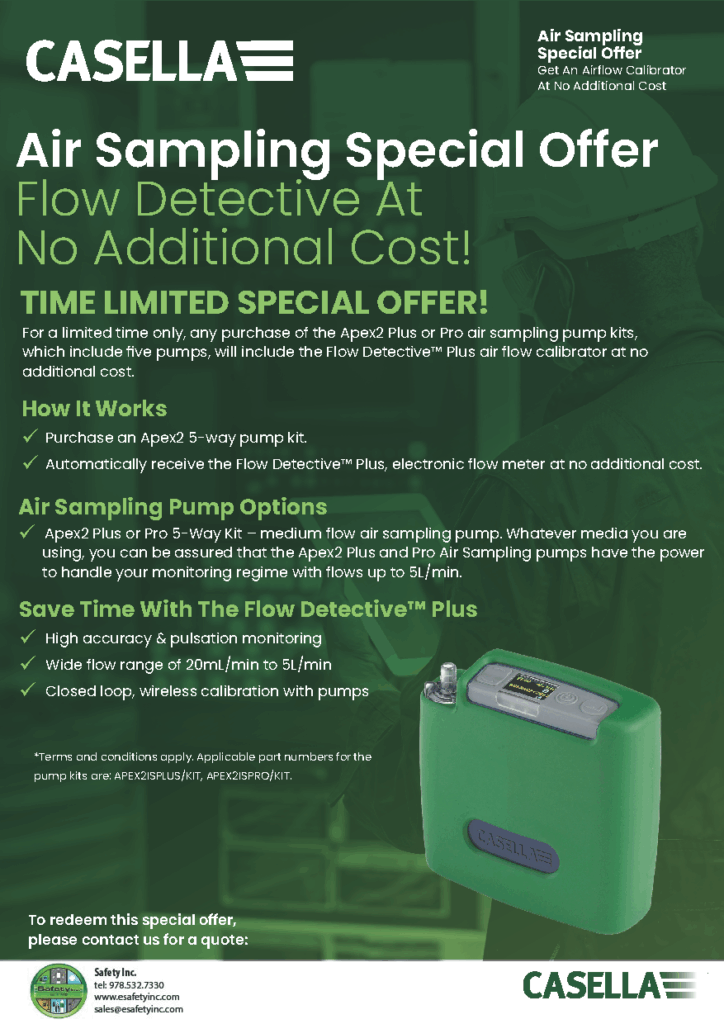 For a limited time only, any purchase of the Apex2 Plus or Pro air sampling pump kits will include the Flow Detective™ Plus air flow calibrator at no additional cost.